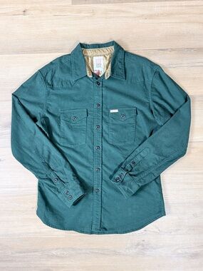 Topo Designs Cotton Lightweight Flannel Button-Up Shirt | Forest Green | Size L